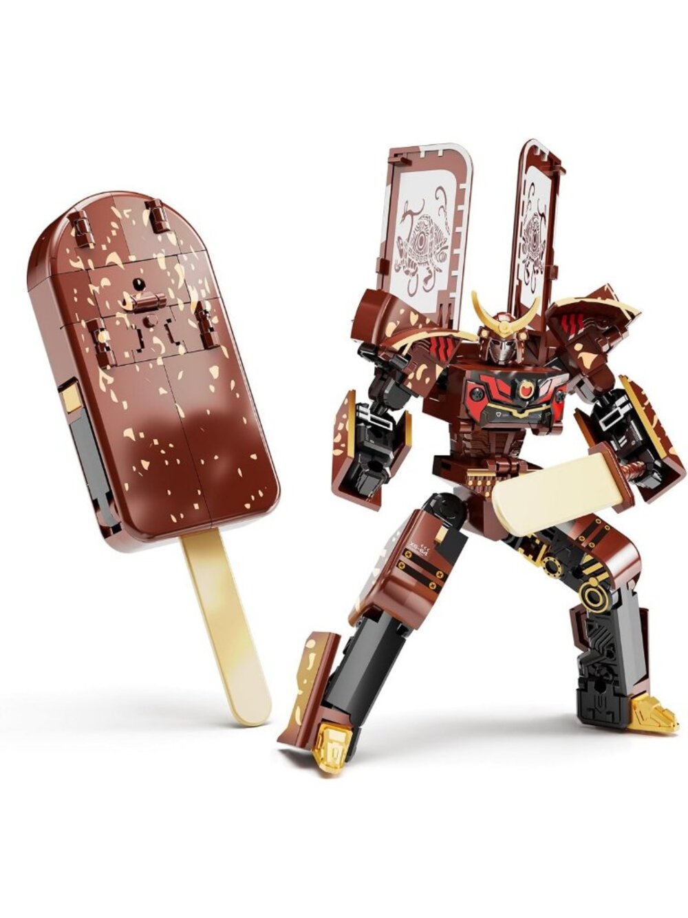 2-in-1 Ice Cream Popsicle Robot Toy, DIY Transforming Action Figure for Kids
